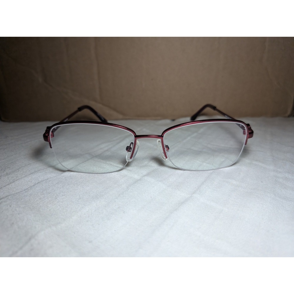 TRES JOLIE EYEGLASSES FRAME 173 614 RED BURGUNDY 51-17-135 HALF RIMLESS MS41